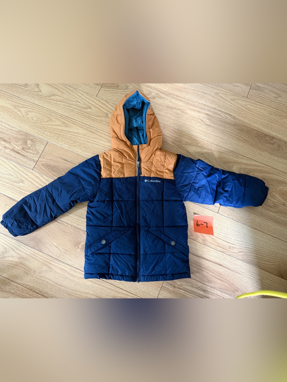 Columbia Boys' Navy and brown Hooded quilted Jacket